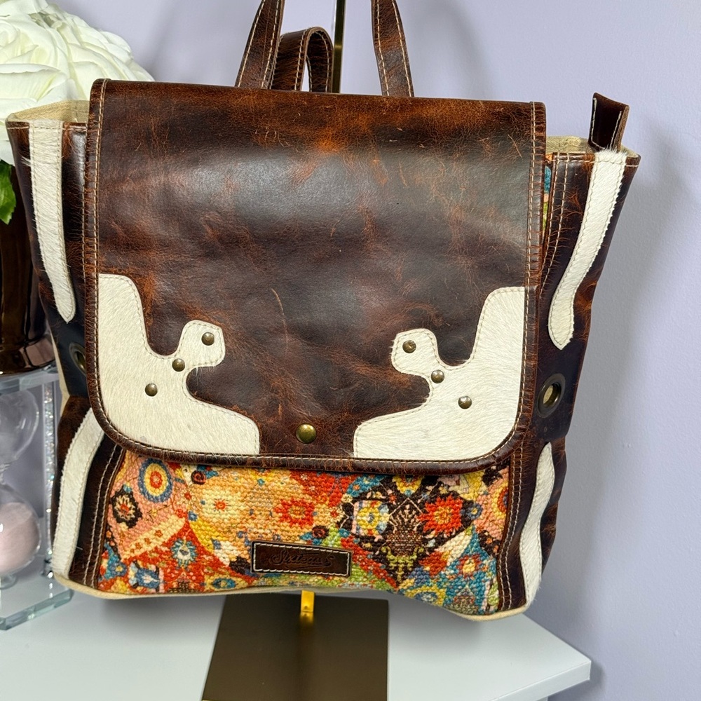 Bohemian Leather and Canvas Backpack